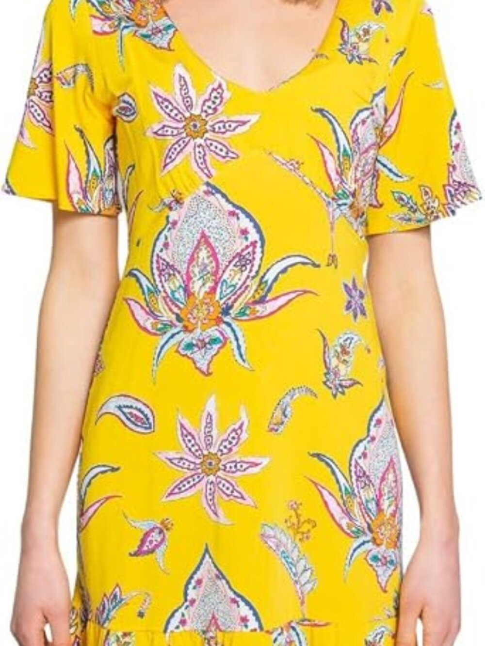 Desigual Yellow Floral Paisley Print Dress